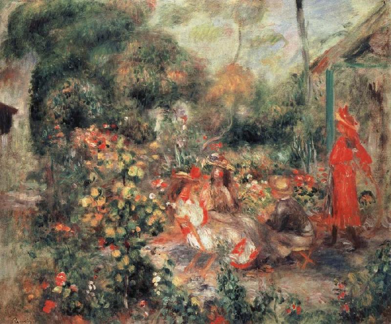 Pierre Renoir Young Girls in a  Garden in Montmartre Spain oil painting art
